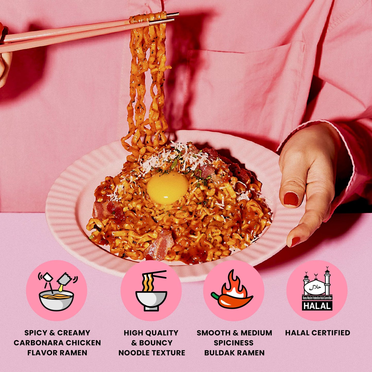Samyang Buldak Carbonara Hot Chicken Flavor Ramen - Lot de 5 boîtes (650 g)