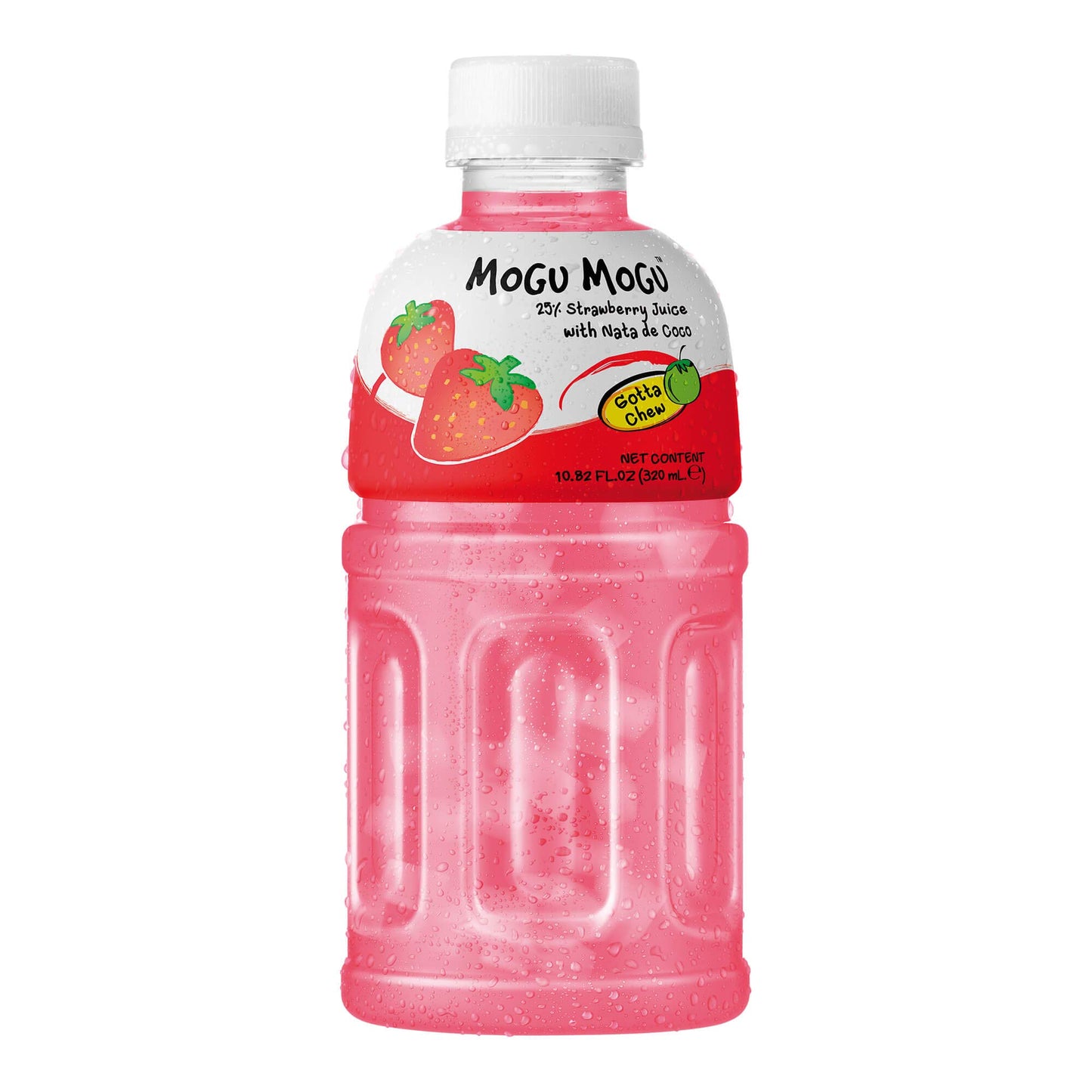 Mogu Mogu Strawberry NATA De Coco Juice, 10.82 Fl Oz (6 Bottles)