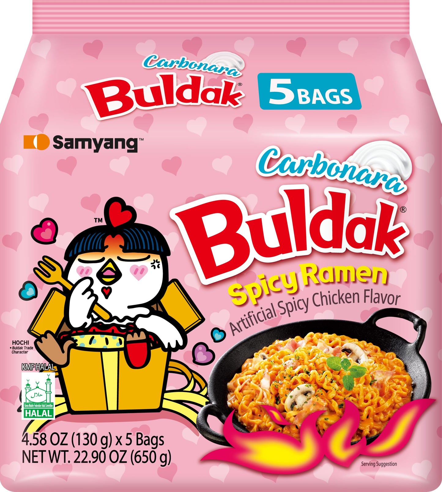 Samyang Buldak Carbonara Hot Chicken Flavor Ramen - Lot de 5 boîtes (650 g)