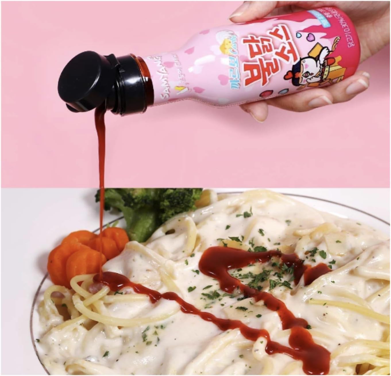 Samyang Buldak Sauce Hot Sauce Variety Set - Buldak Ramen Carbonara, Hot Sauce Piquante, Hot Chicken Flavor x2 Spicy (3 x 200g) - Fire Noodles Challenge