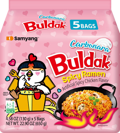 Samyang Buldak Carbonara Hot Chicken Flavor Ramen - Lot de 5 boîtes (650 g)